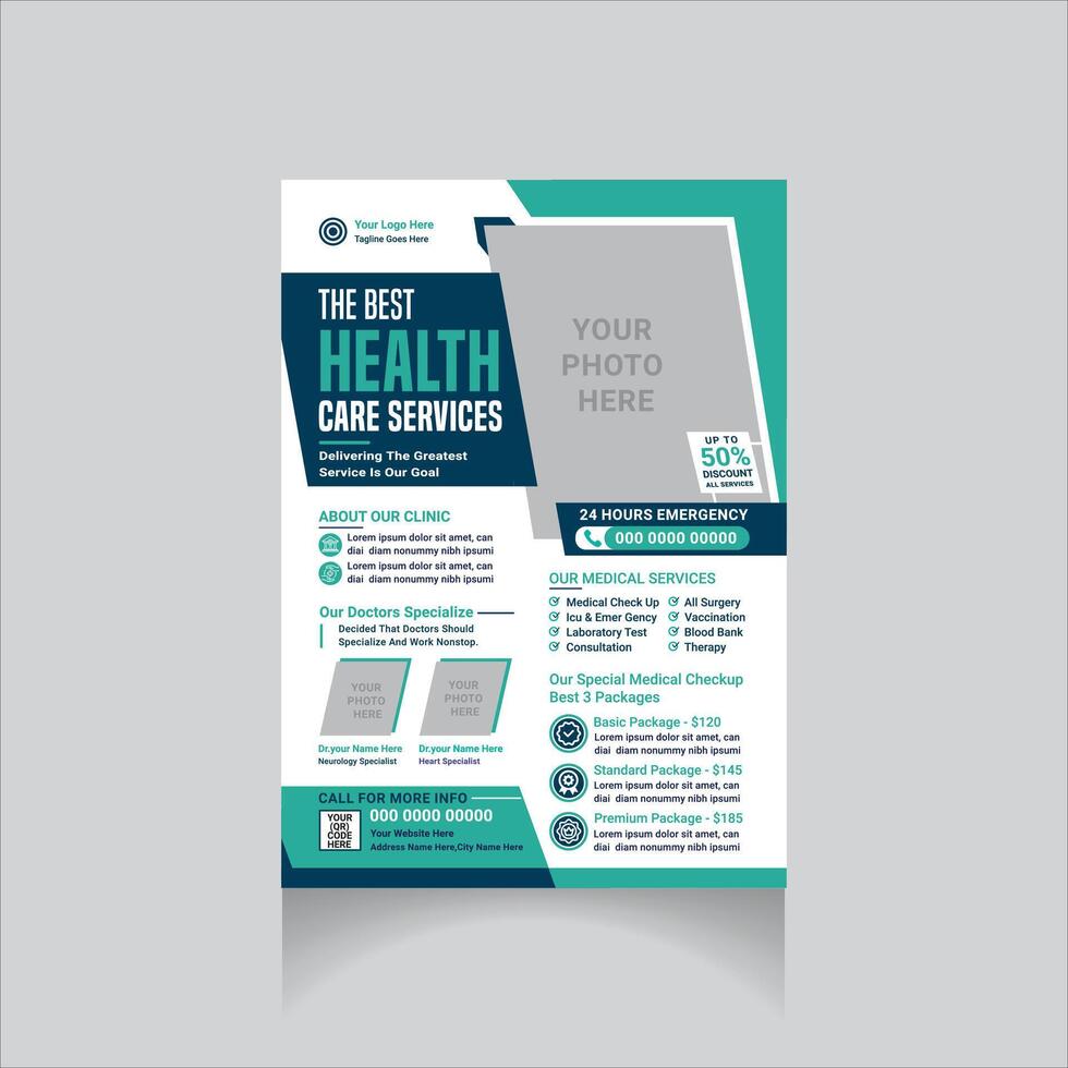 professional medical promotion flyer design layout vector