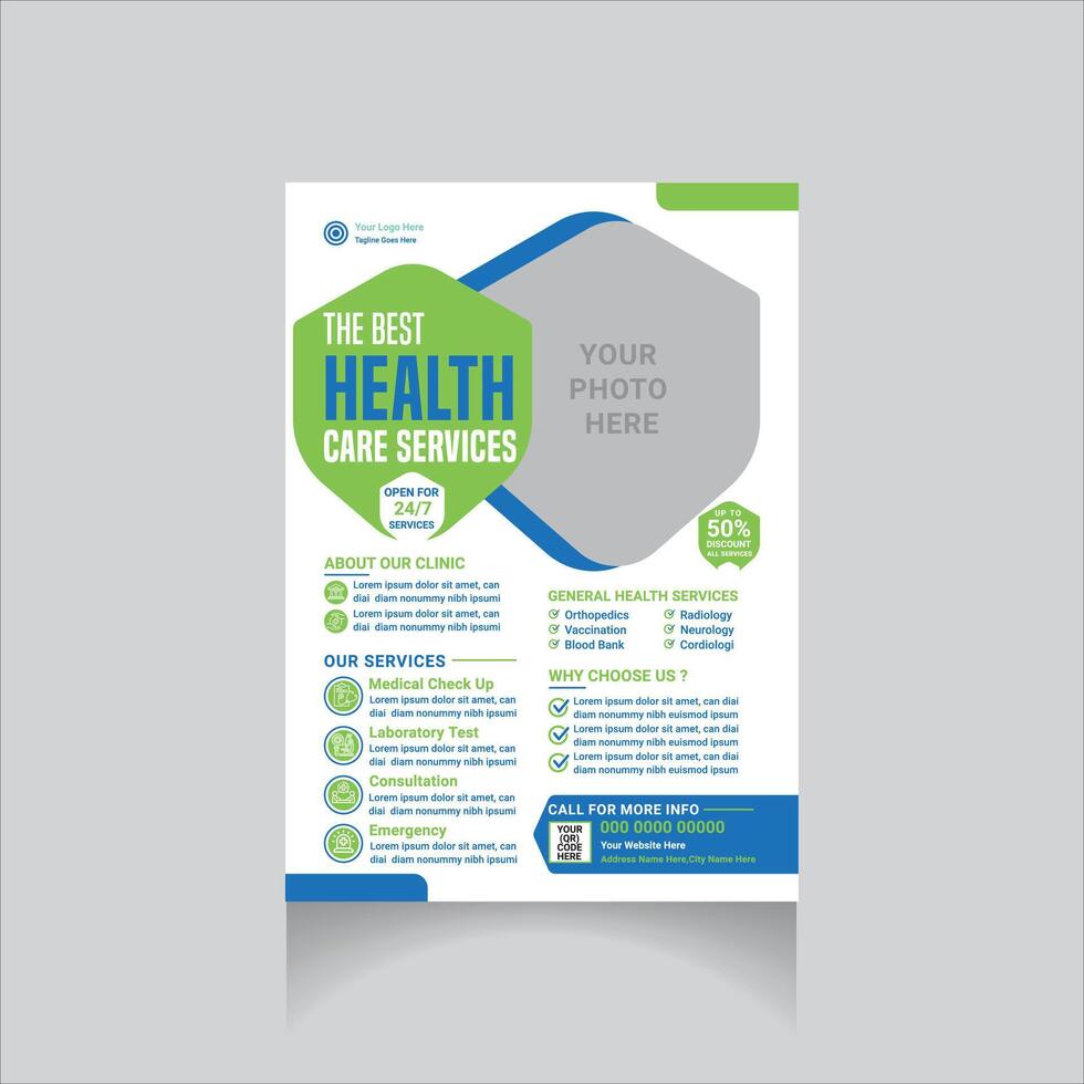 professional medical promotion flyer design layout vector