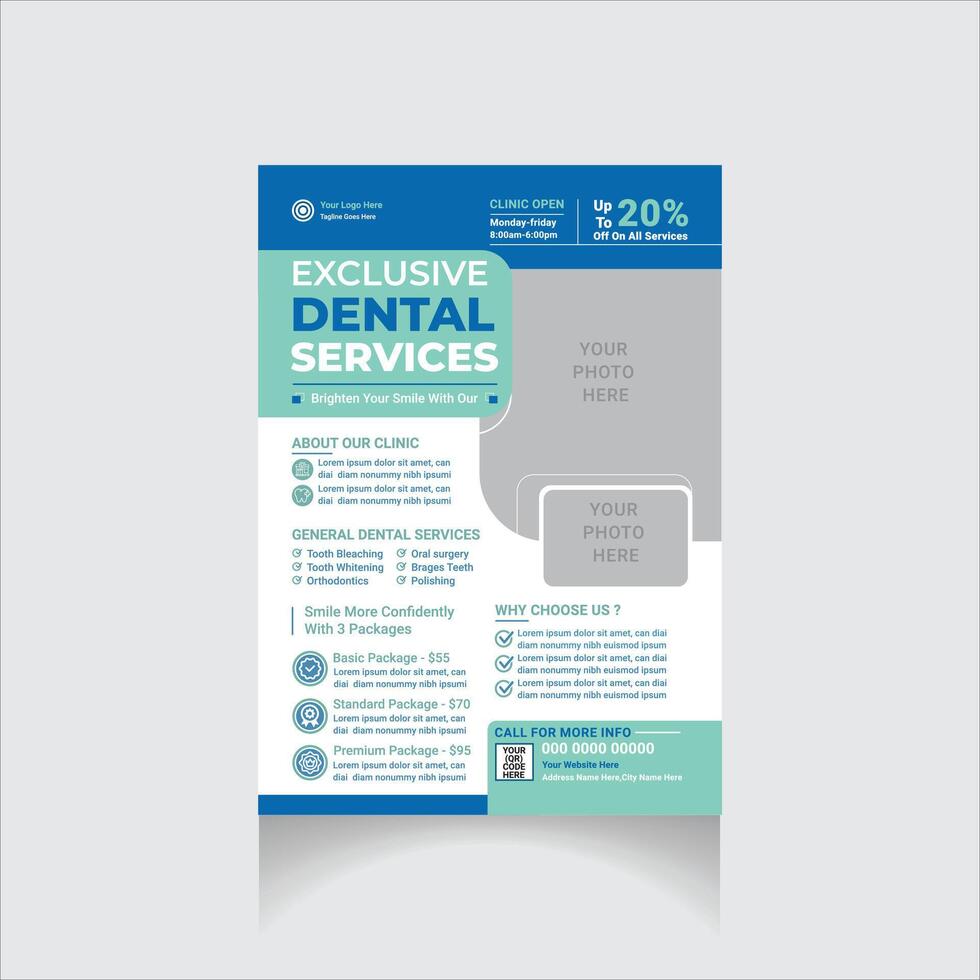 editable professional dental presentation flyer vector