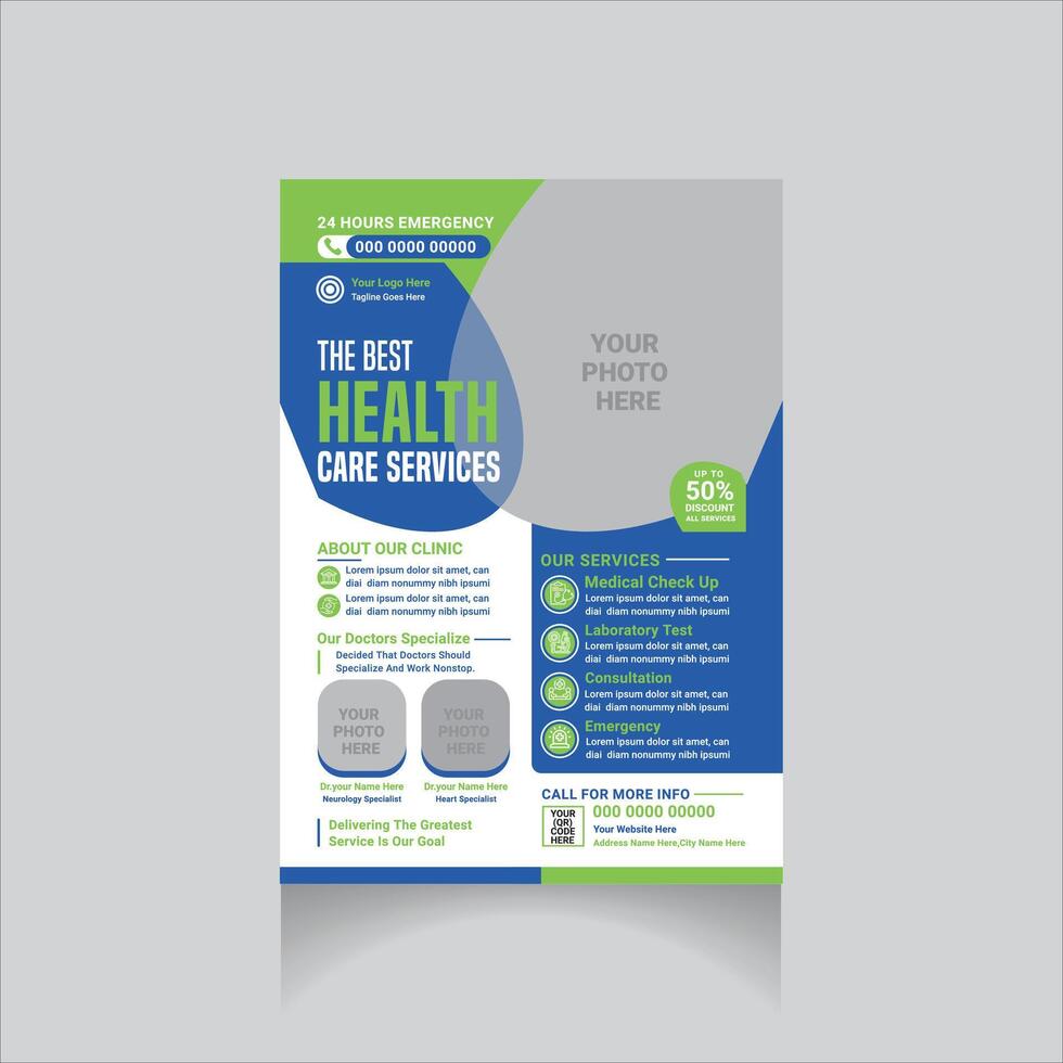 professional medical promotion flyer design layout vector