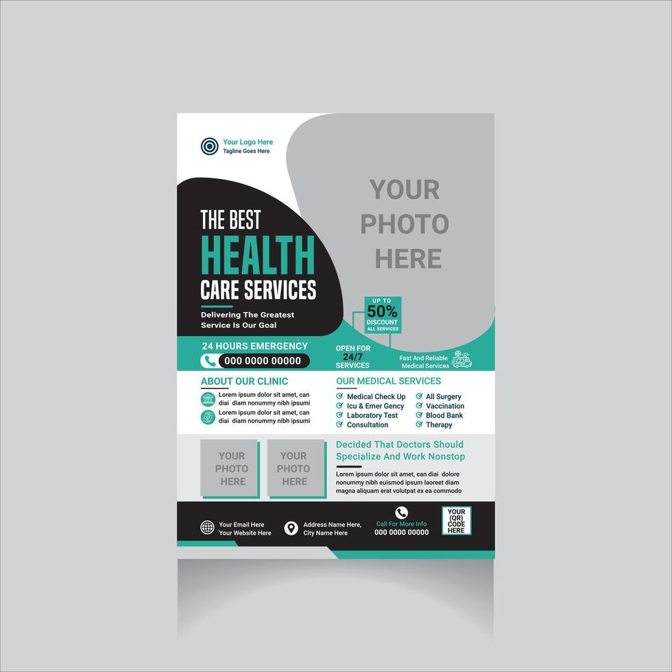professional medical promotion flyer design layout vector
