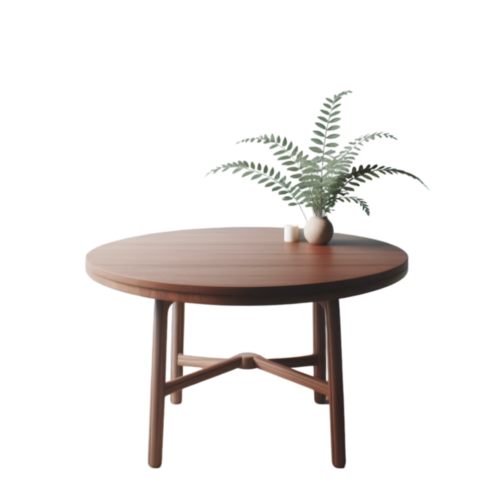 Round table with a plant isolated from background png