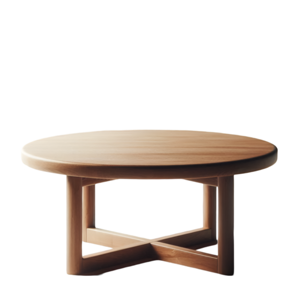 Round wooden table on a transparent background png