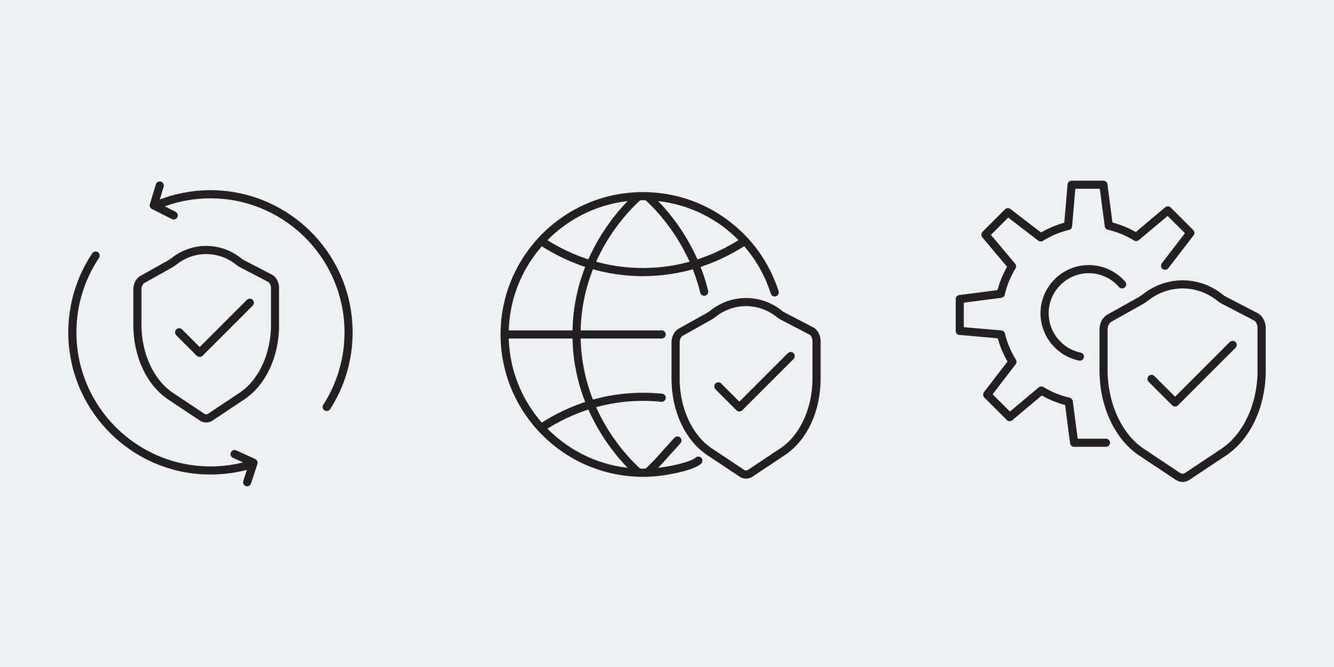 Set icon sign outline simple design vector