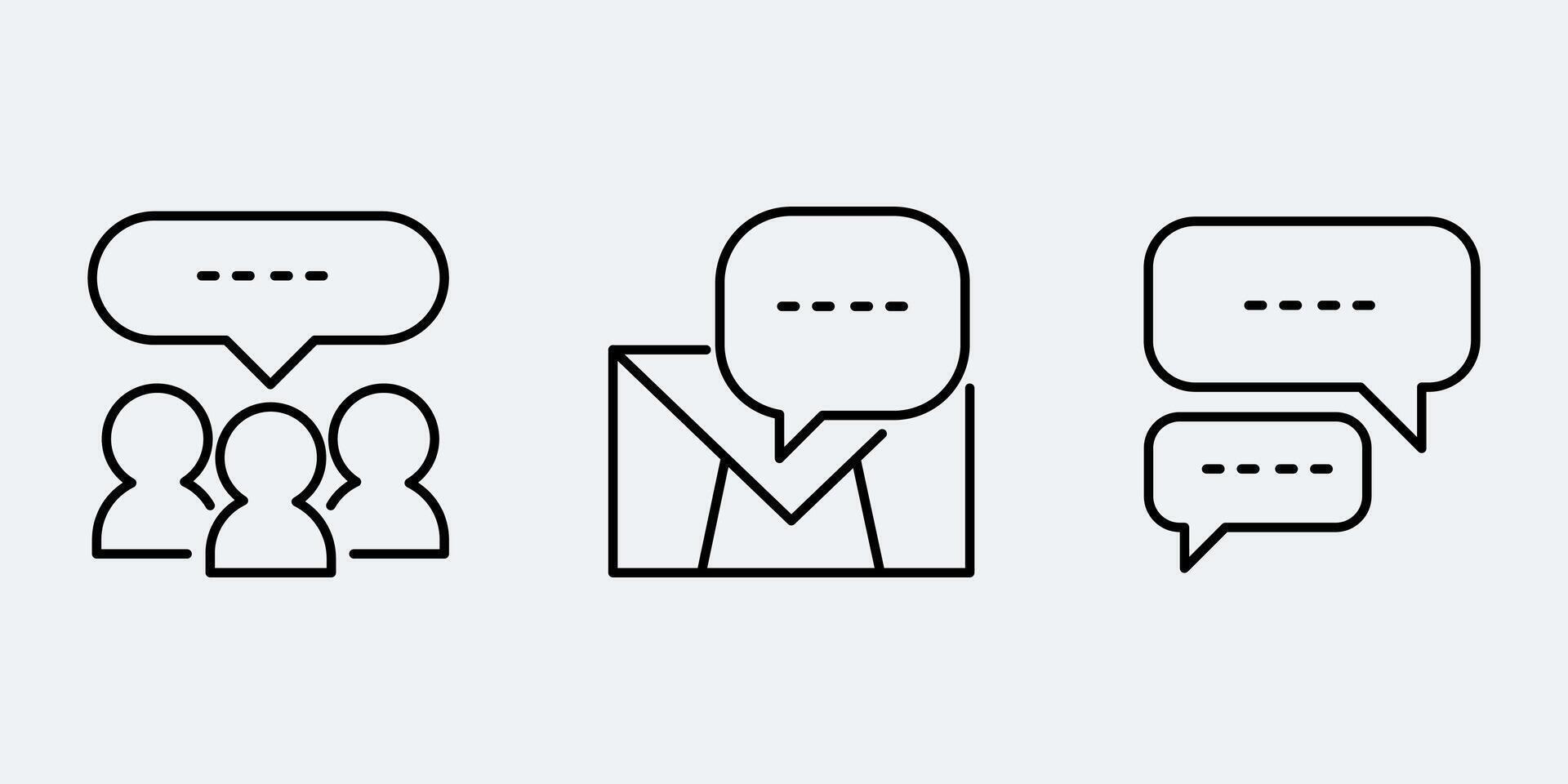 Set icon sign outline simple design vector