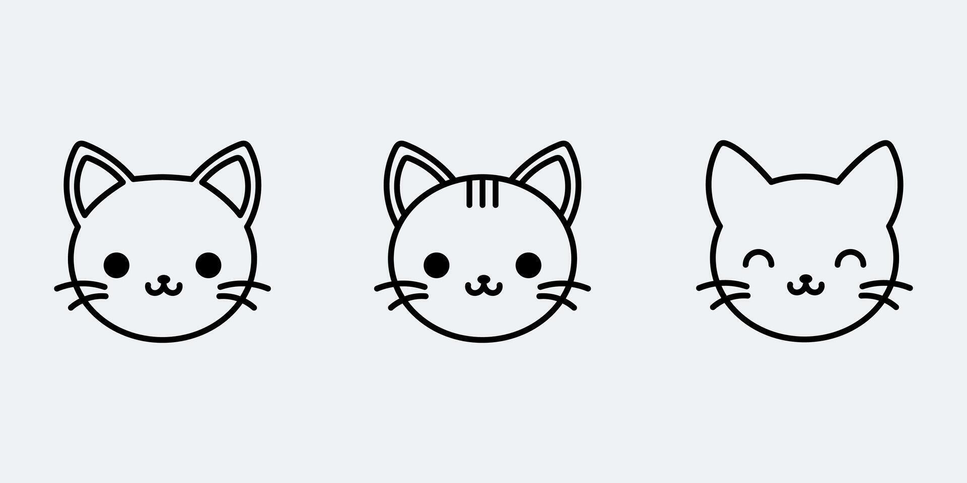 Set icon cat sign outline simple design vector