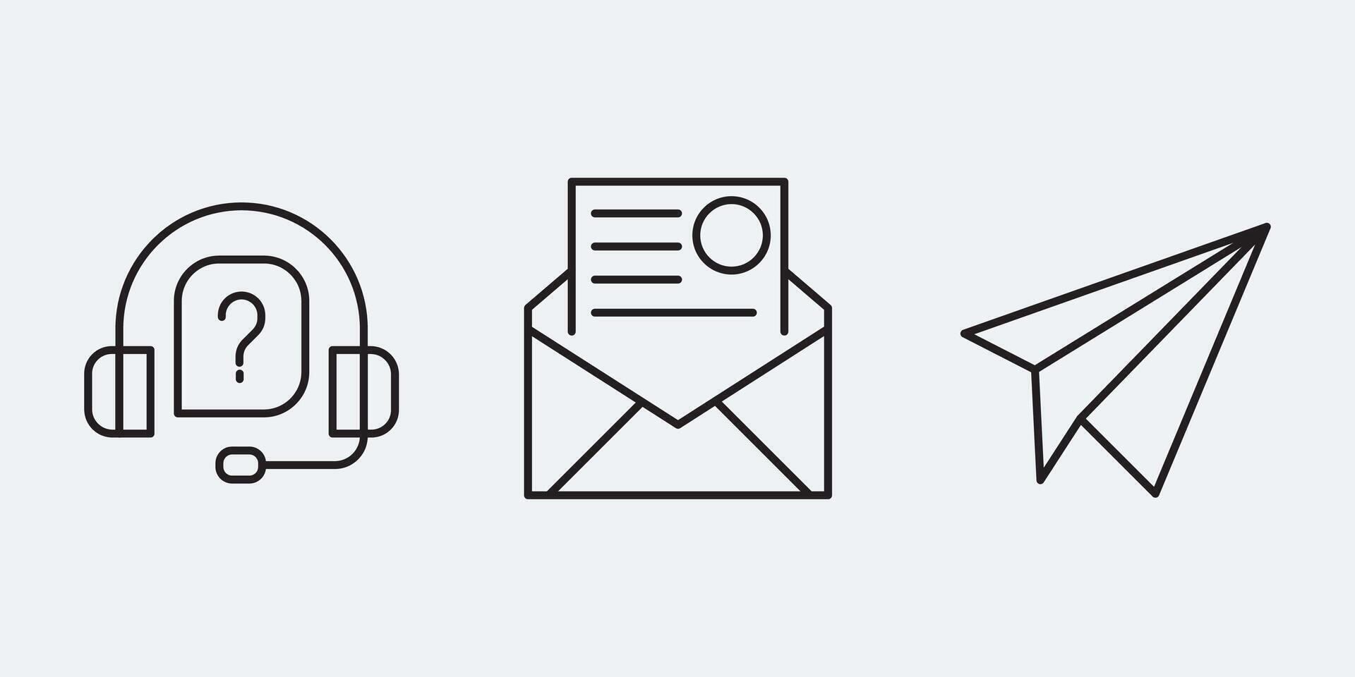 Set icon sign outline simple design vector