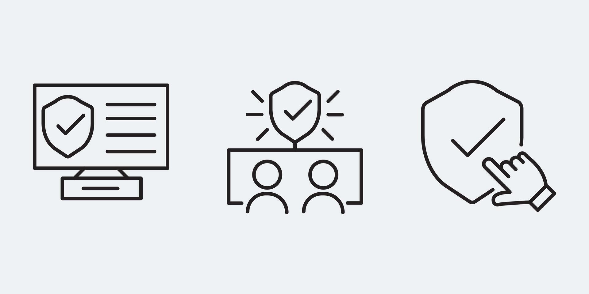 Set icon sign outline simple design vector