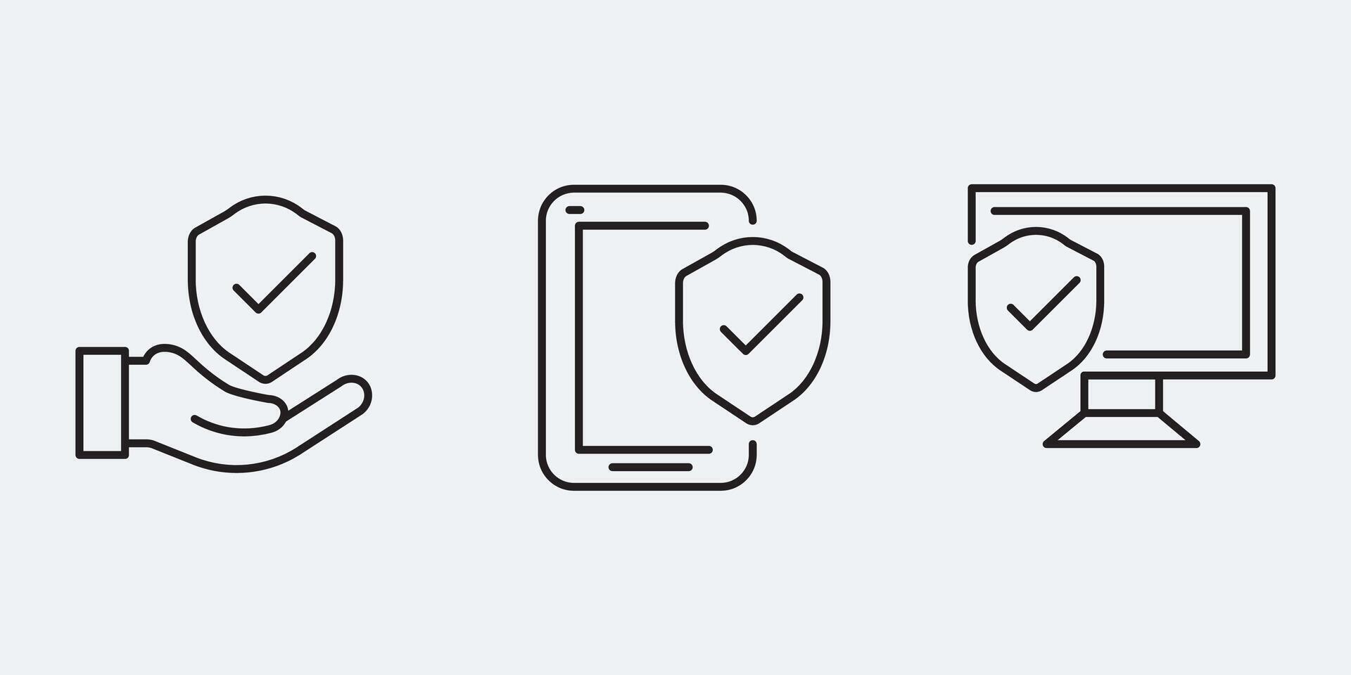 Set icon sign outline simple design vector
