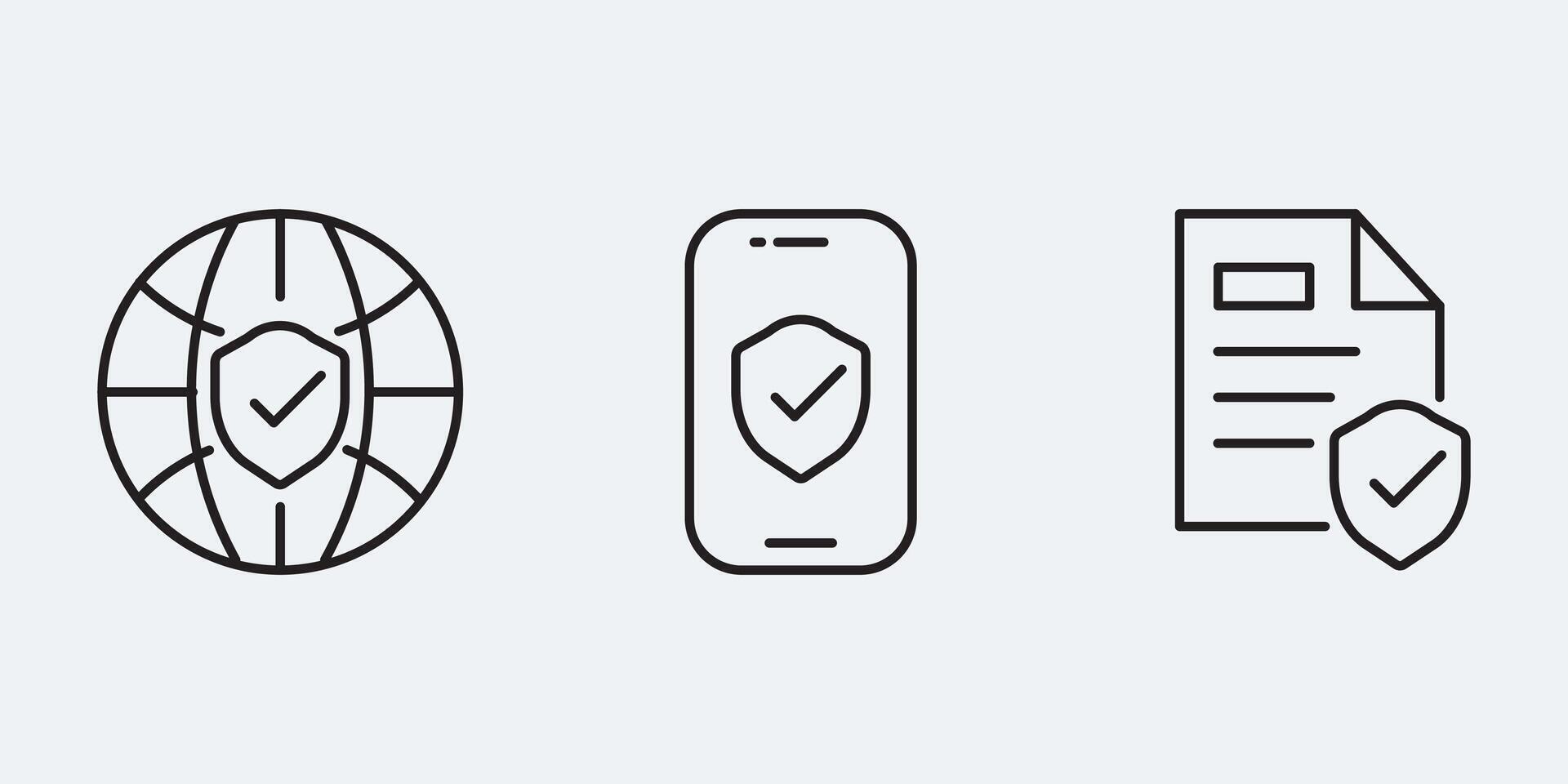 Set icon sign outline simple design vector