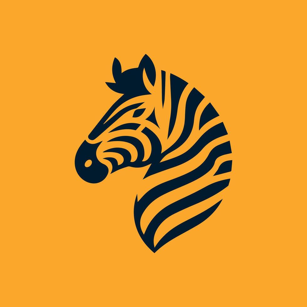 Zebra Head Logo, Black zebra logo, icon design template, zebra animal silhouette illustration. 2d illustration in doodle, cartoon style. vector