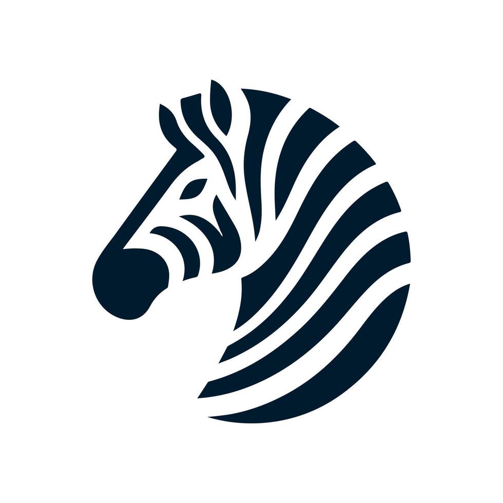 Zebra Head Logo, Black zebra logo, icon design template, zebra animal silhouette illustration. 2d illustration in doodle, cartoon style. vector