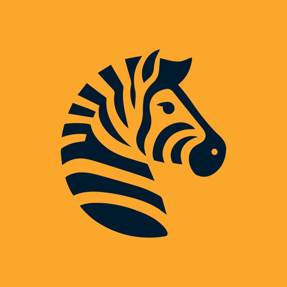 Zebra Head Logo, Black zebra logo, icon design template, zebra animal silhouette illustration. 2d illustration in doodle, cartoon style. vector