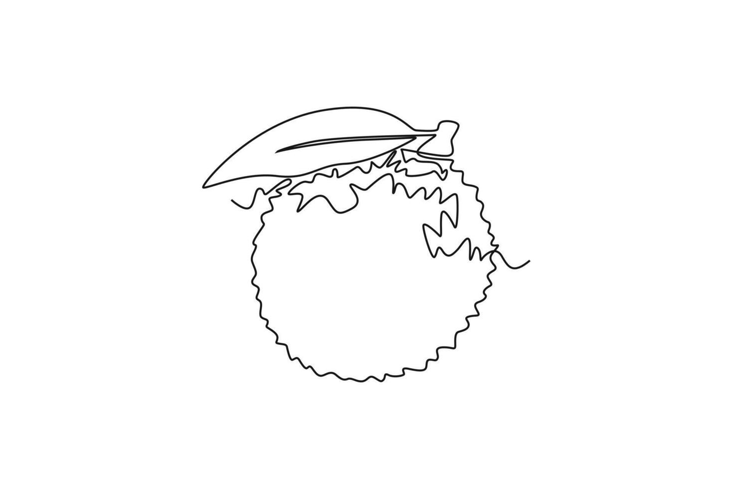 Single one line drawing whole healthy red sweet organic lychee for orchard logo identity. Fresh summer fruitage concept for fruit garden icon. Continuous line draw design graphic illustration vector