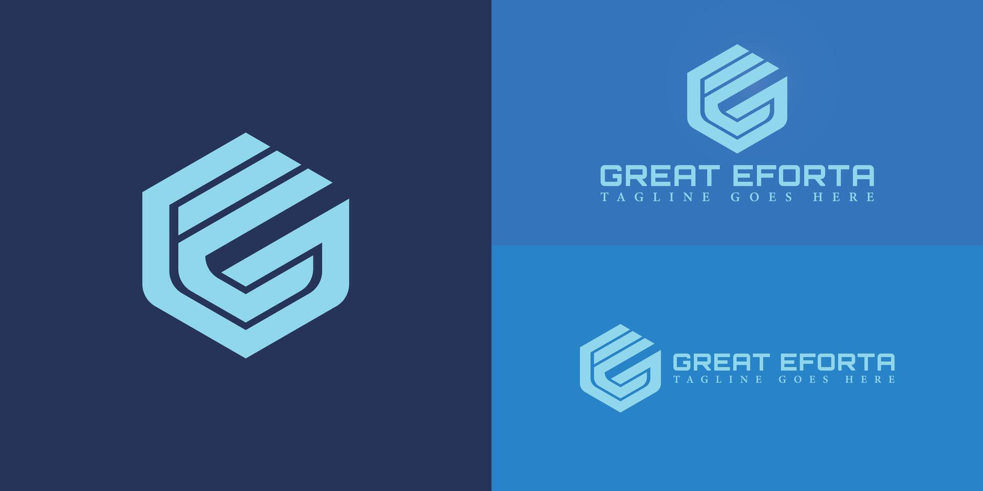 Abstract initial hexagon letters GE or EG logo in blue color isolated on multiple background colors. The logo is suitable for medical transportation company logo design illustration inspiration vector