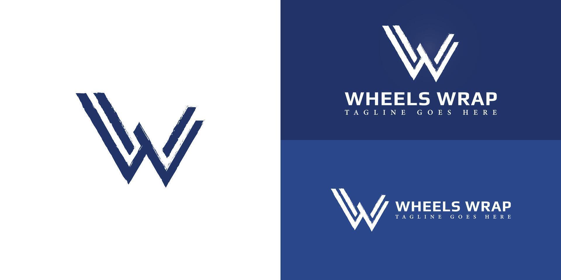 Abstract initial letters W or WW logo in blue color isolated on multiple background colors. The logo is suitable for educational car wrap shop logo design illustration inspiration templates. vector
