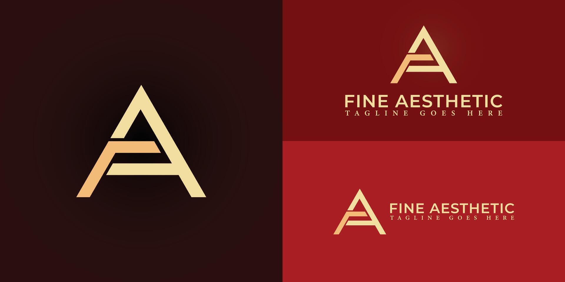 Abstract initial triangle letters FA or AF logo in gold color isolated on multiple background colors. The logo is suitable for educational business logo design illustration inspiration template vector