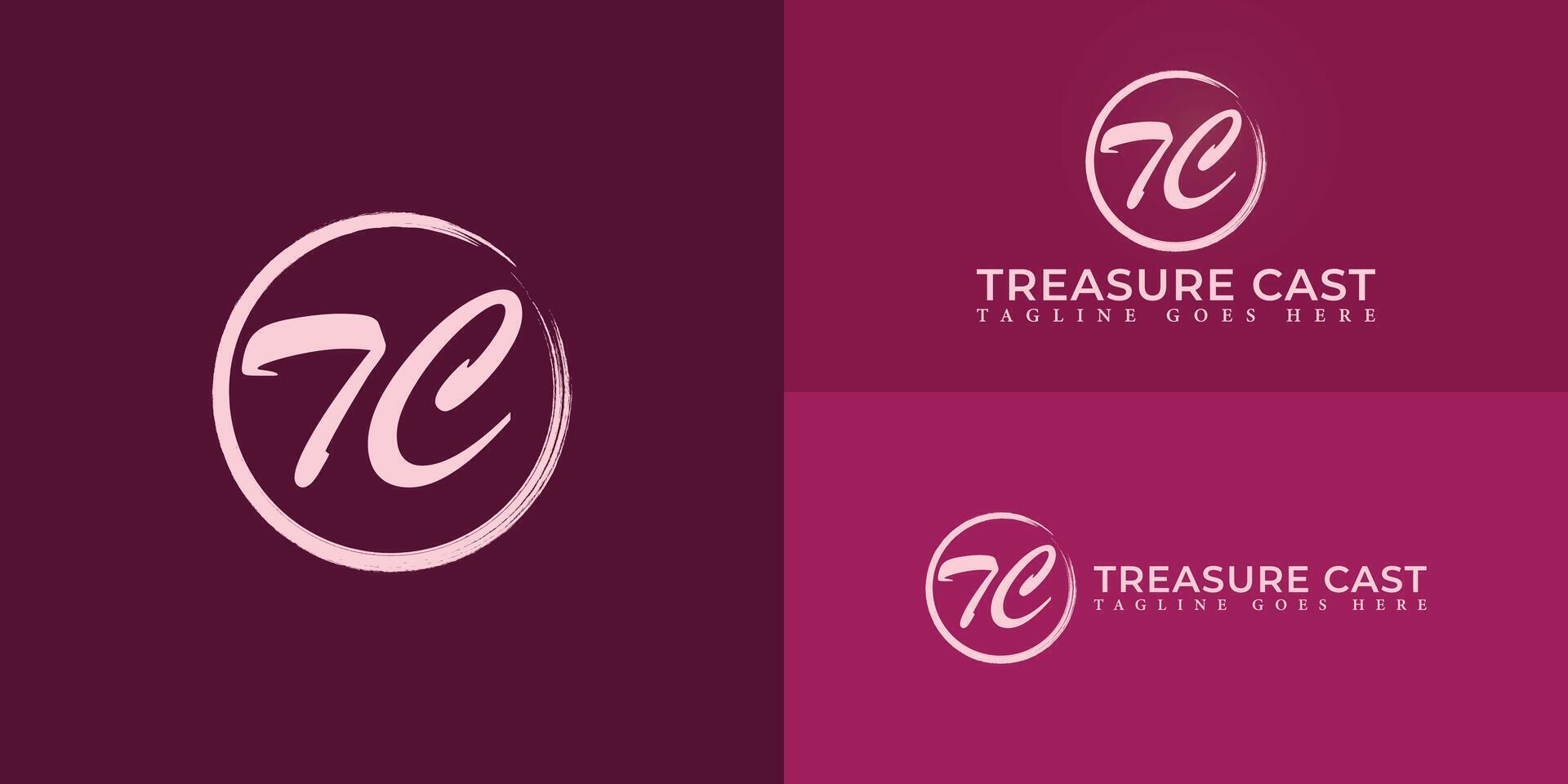 Abstract initial circle letters TC or CT logo in soft pink color isolated on multiple background colors. The logo is suitable for beauty and fashion brand logo design illustration inspiration vector
