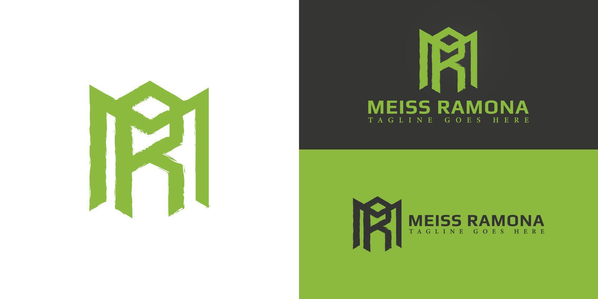 Abstract initial hexagon letters RM or MR logo in green color isolated on multiple background colors. The logo is suitable for a personal coach or therapist logo design illustration inspiration vector