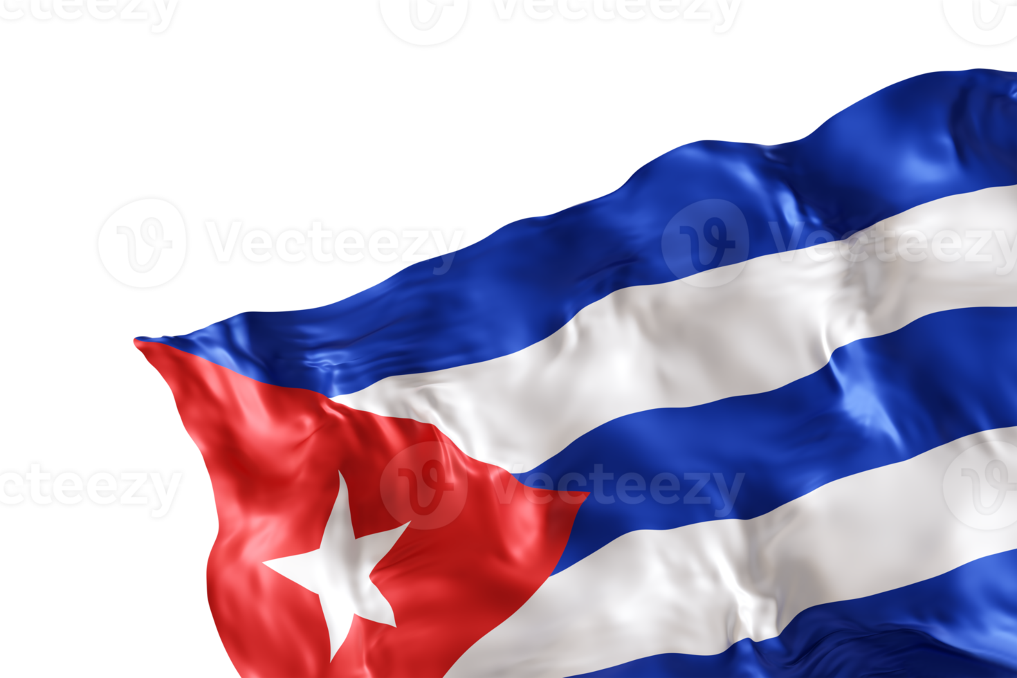 Realistic flag of Cuba with folds, on transparent background. Footer, corner design element. Cut out. Perfect for patriotic themes or national event promotions. 3D render. png