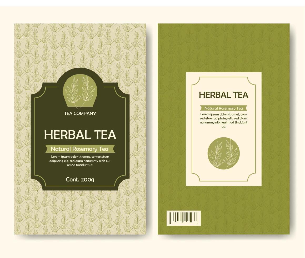 Herbal natural organic tea label package. Vintage craft botanical green herbs sketch. vector