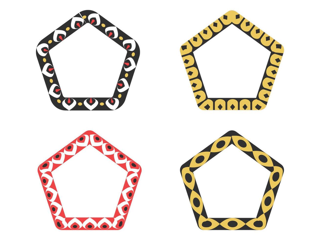 set of collection pentagon border geometric vector