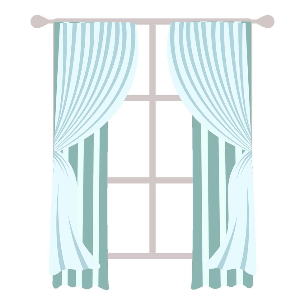 Window with curtain vector
