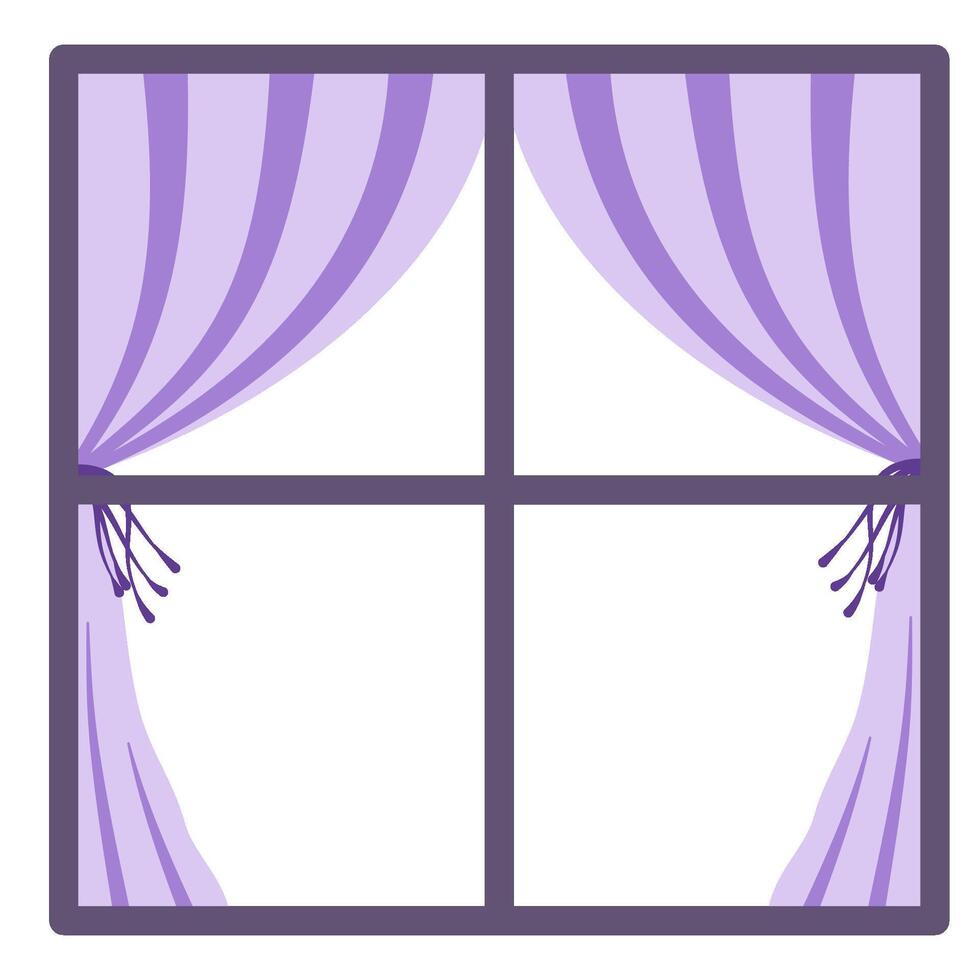 Window with curtain vector