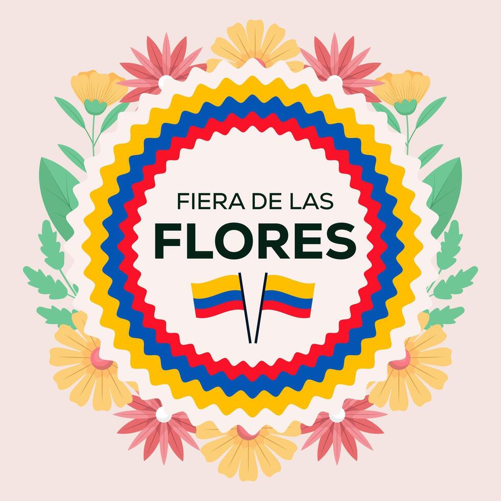 illustration for colombian fiera de las flores in flat style design vector