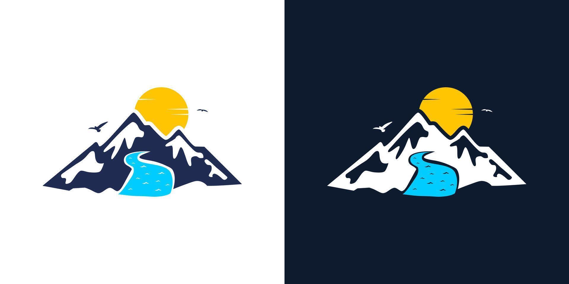 Ice mountain with river . landscape nature background illustration vector