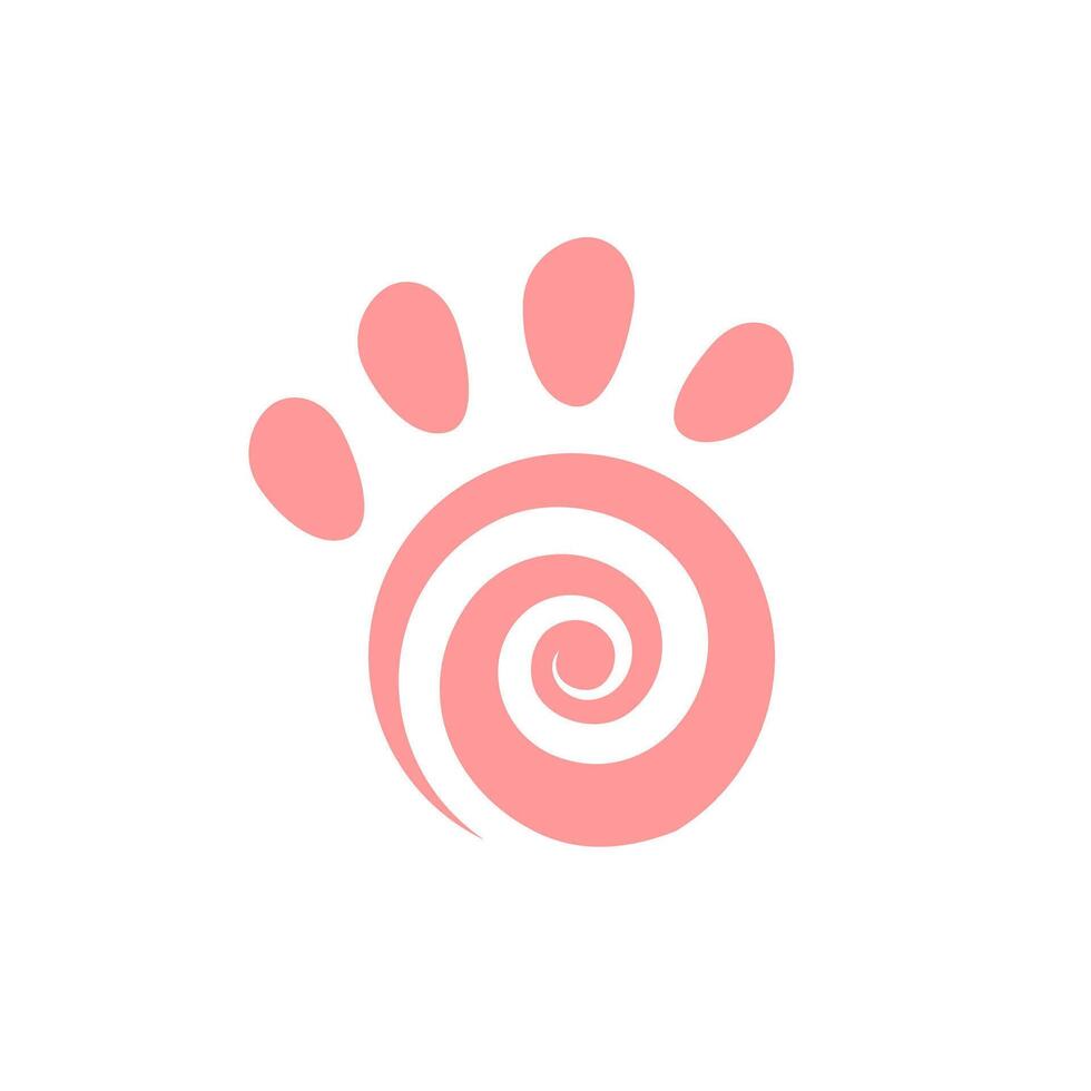 Paw spiral circle logo abstract shape pet foot print vector
