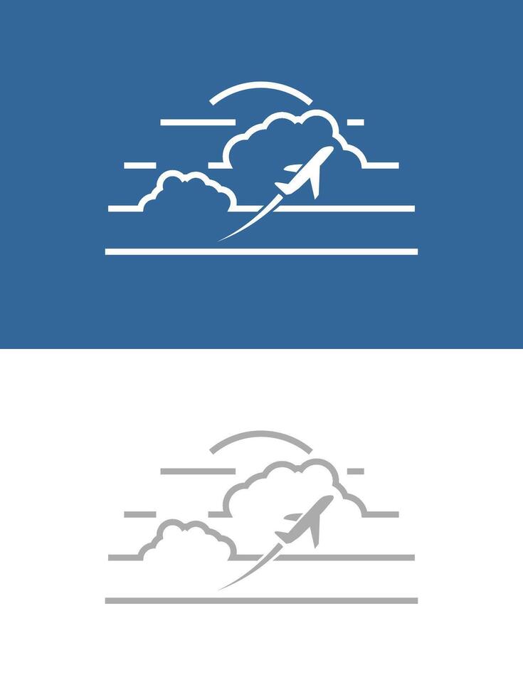 Cloud plane line air sky background fly airplane outline vector