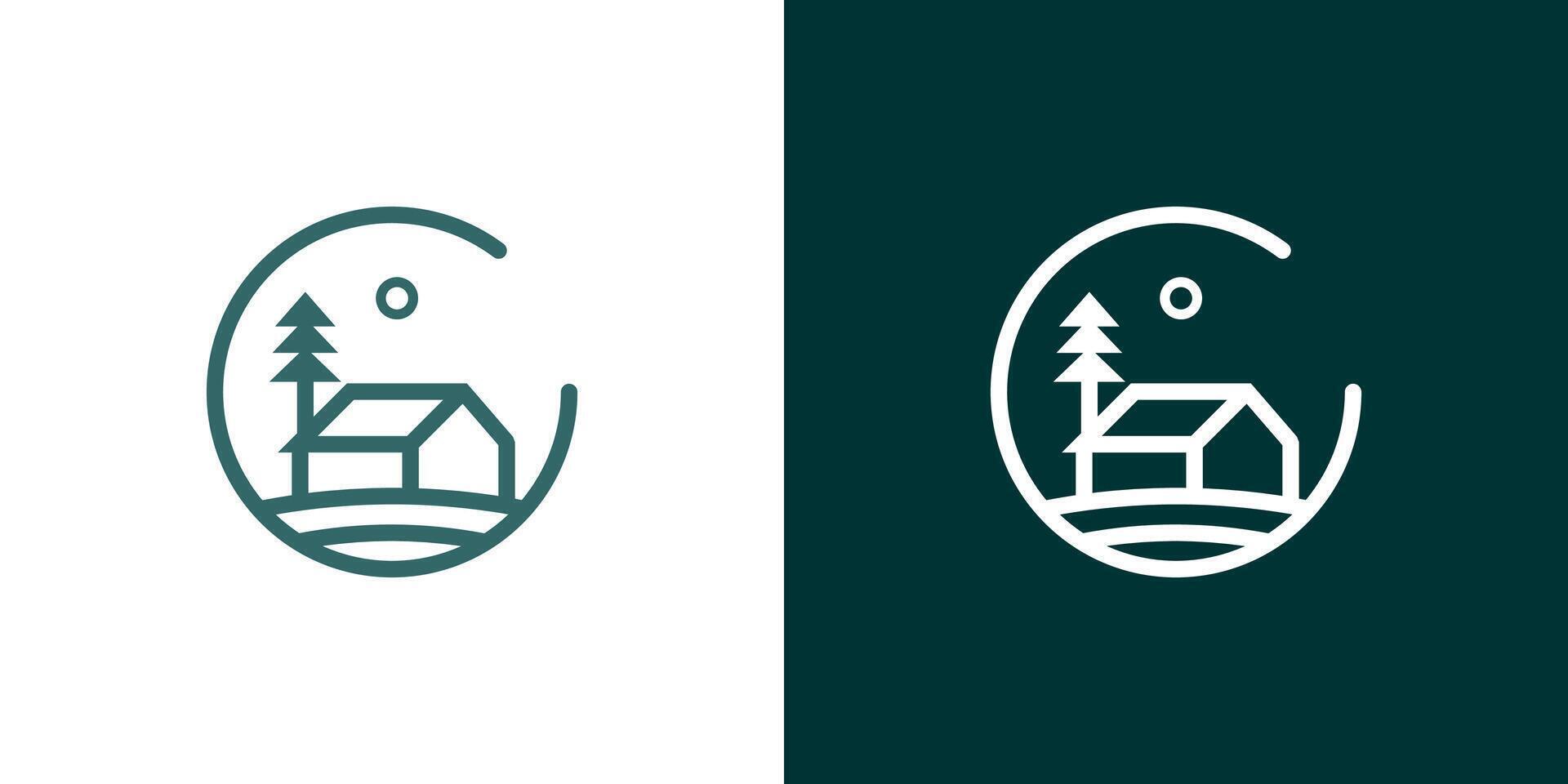 pine house circle.eps vector