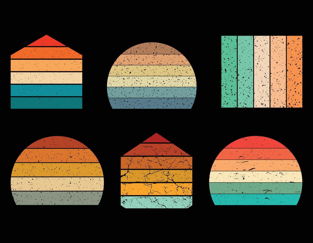 Vintage And Retro Grunge Sunset Collection Template vector