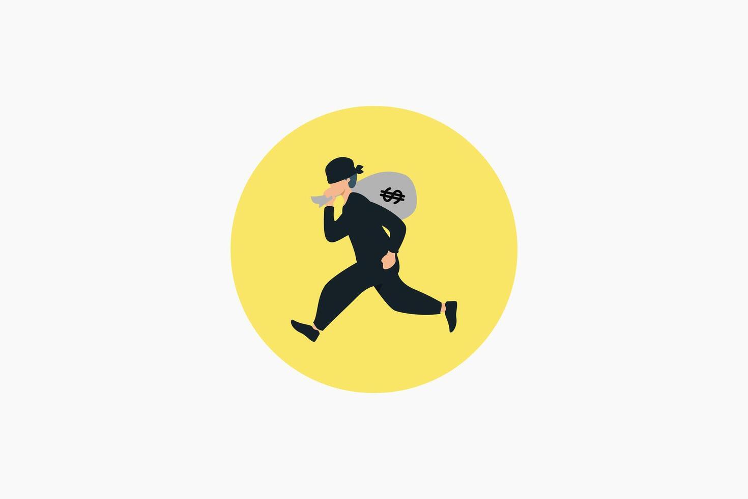 the thief ran away flat design vector