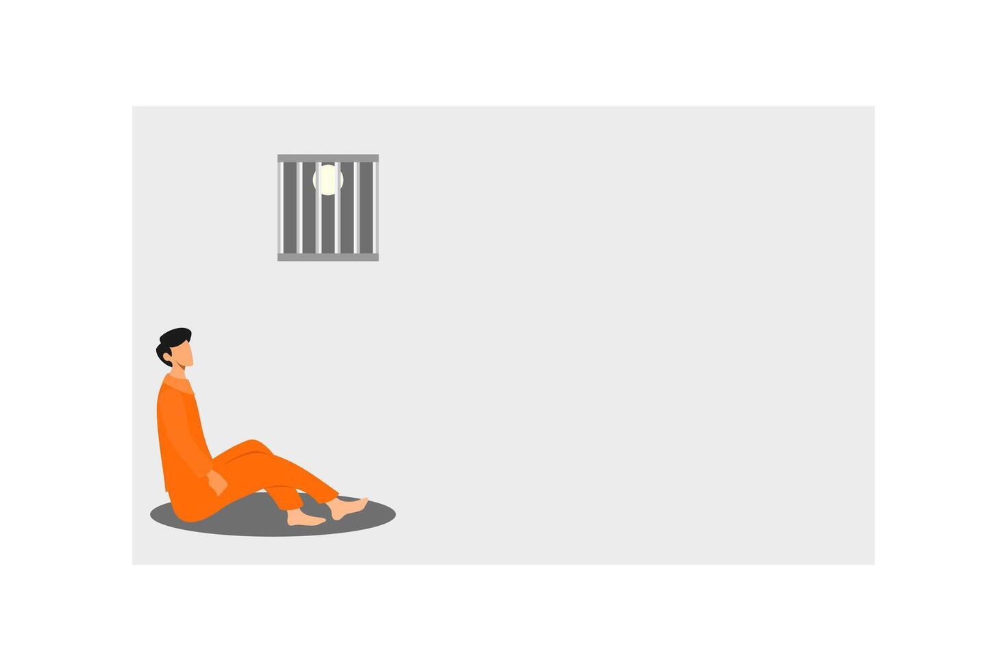 man reflects on mistakes in prison flat design vector