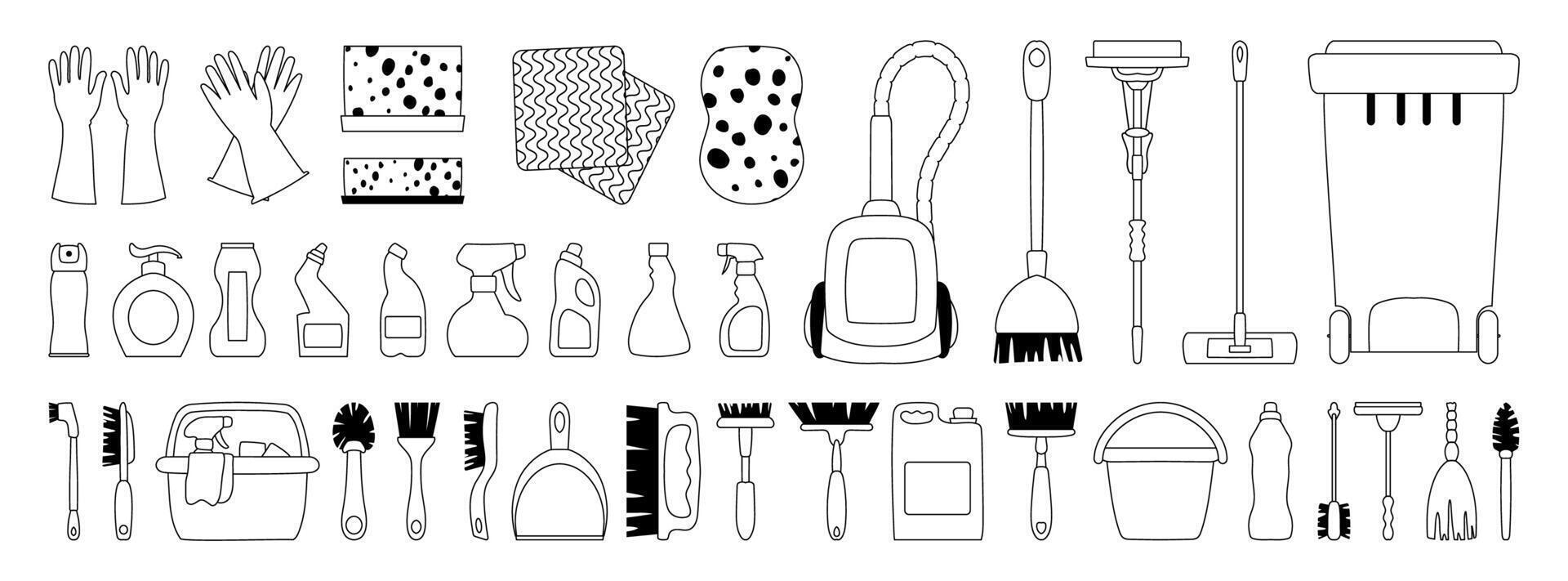 A set of tools and cleaning supplies on a white background vector