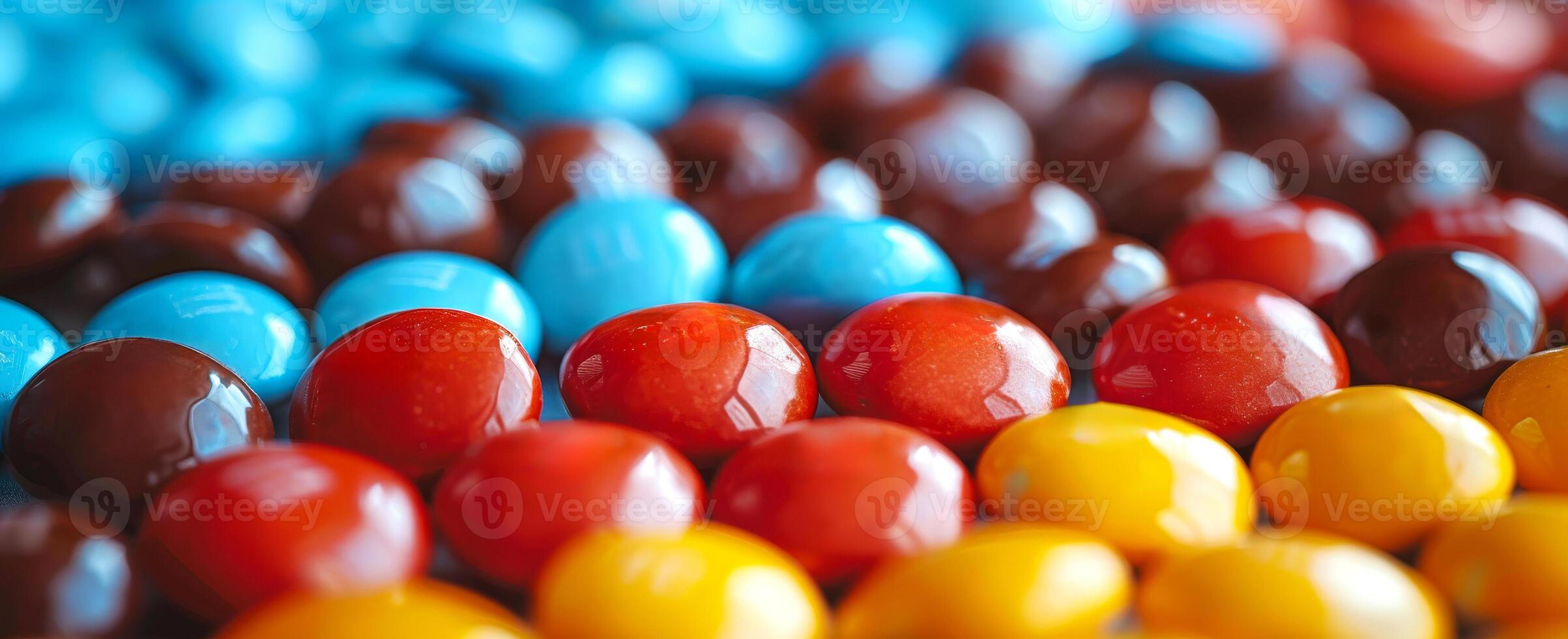 Colorful chocolate candies in box. Colorful chocolate candies on wooden background photo