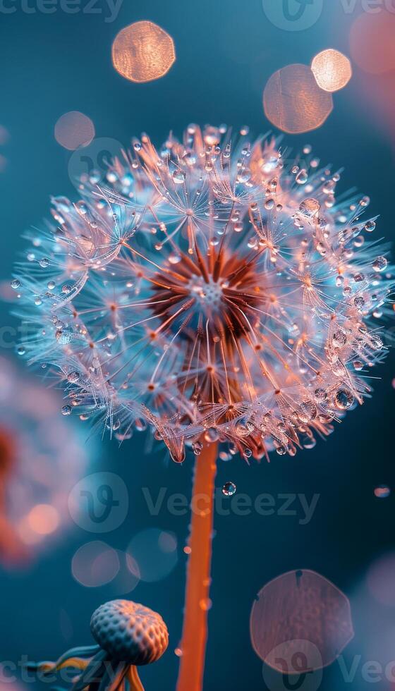A close up of a flower with water droplets on it photo