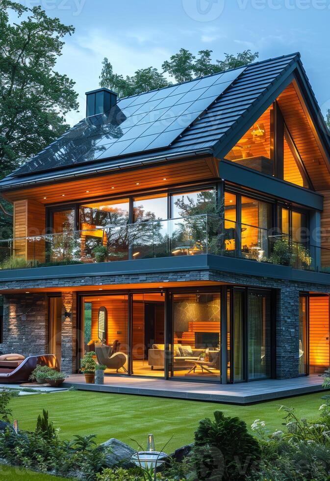 A large house with a lot of windows and a balcony photo