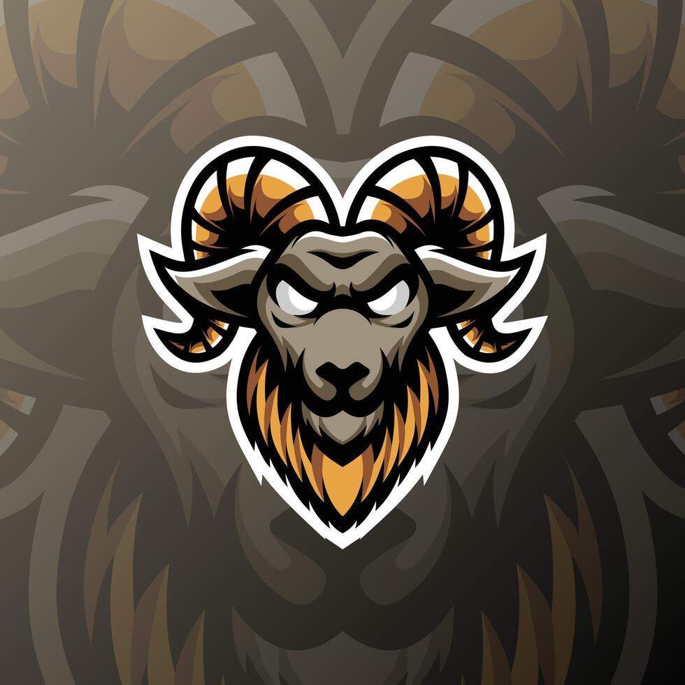 a goat with golden horns and gray background vector