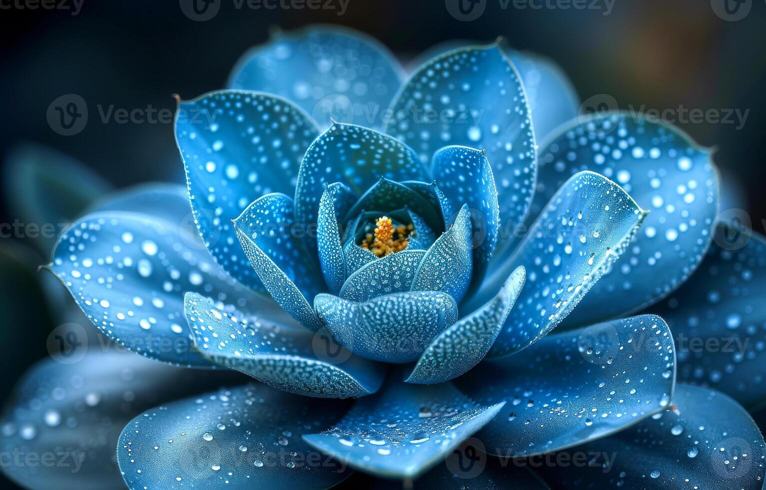 Blue succulent plant with water droplets on it photo