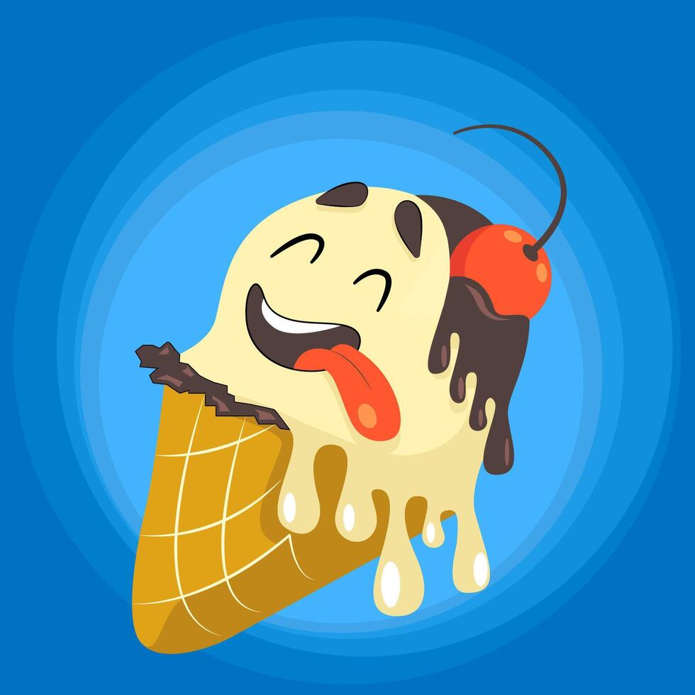 Cartoon cute ice cream mascot vector