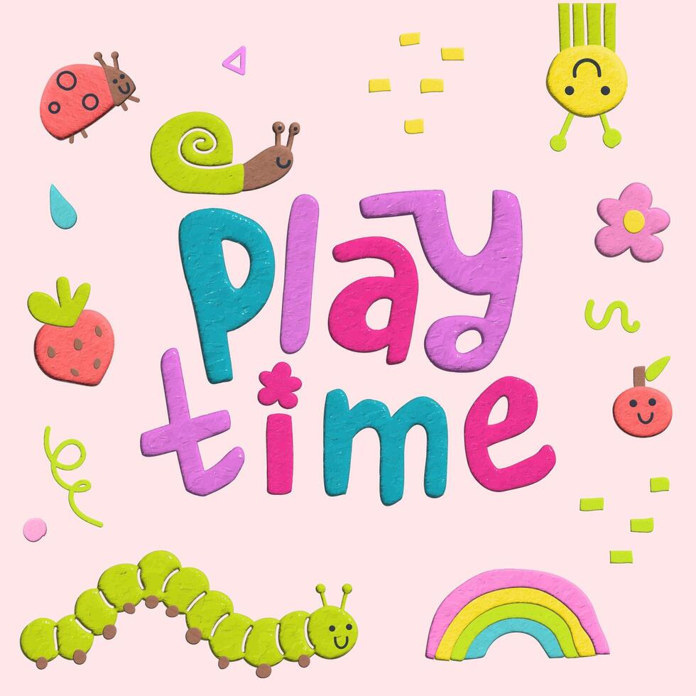 Set of colorful 3d plasticine posters. Cute childish banners collection. vector