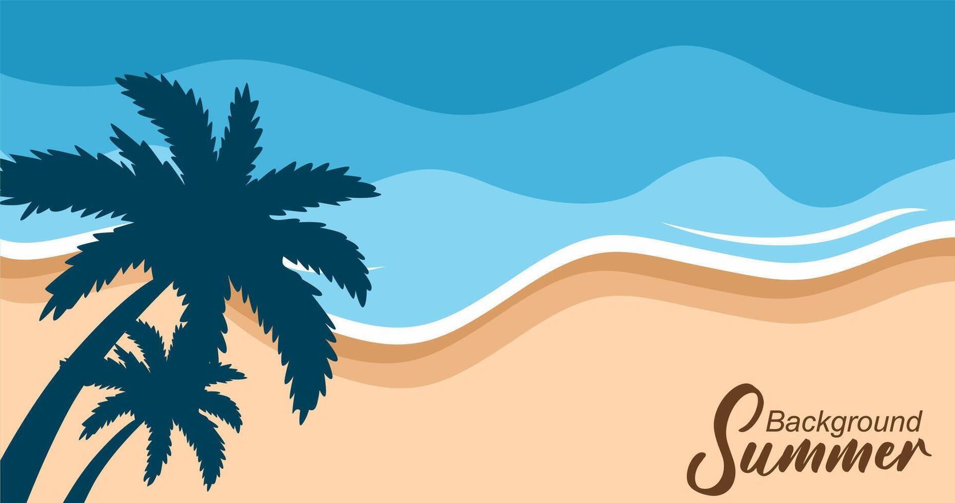 Summer tropical background with palm leaves. illustration in flat style. vector