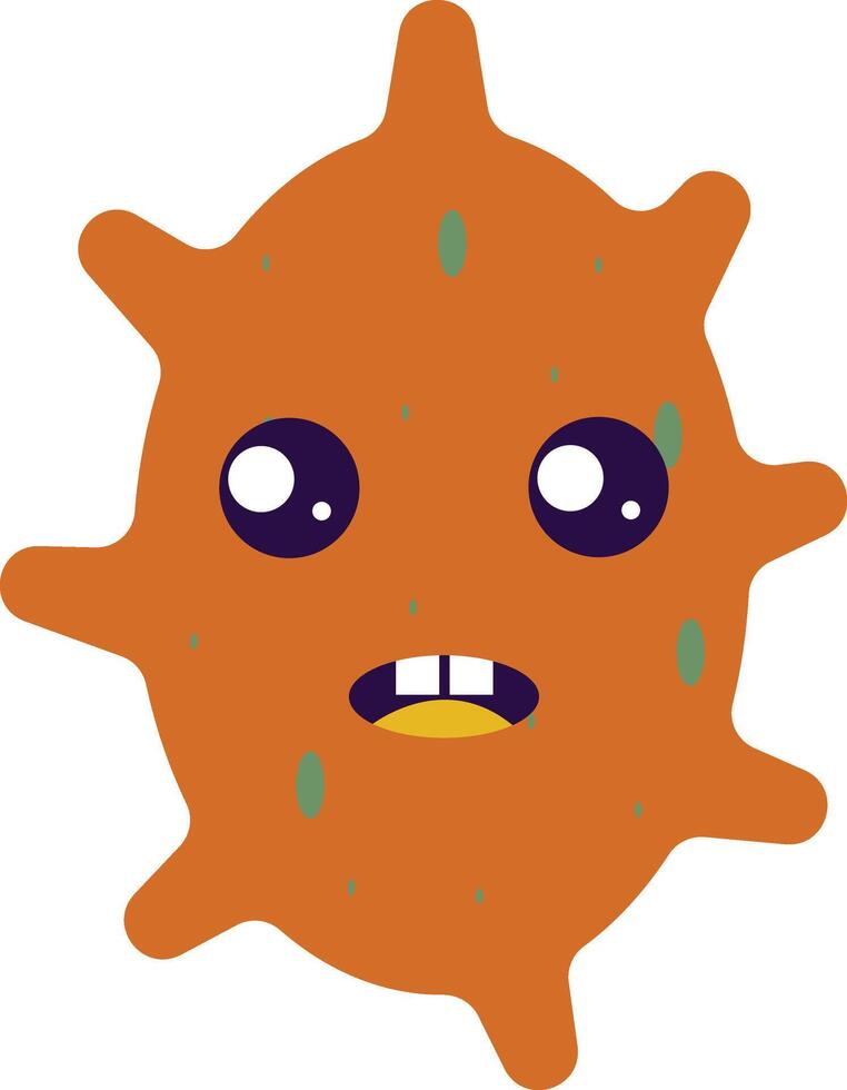 Illustration of Flat Cartoon Bacteria and Virus. Isolated on White Background. vector