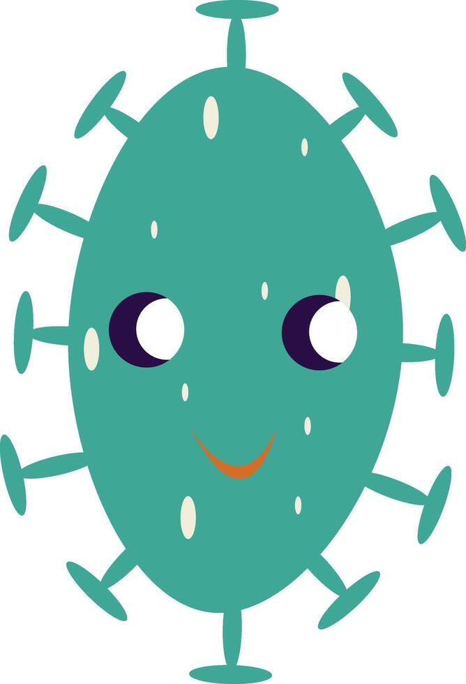 Illustration of Flat Cartoon Bacteria and Virus. Isolated on White Background. vector