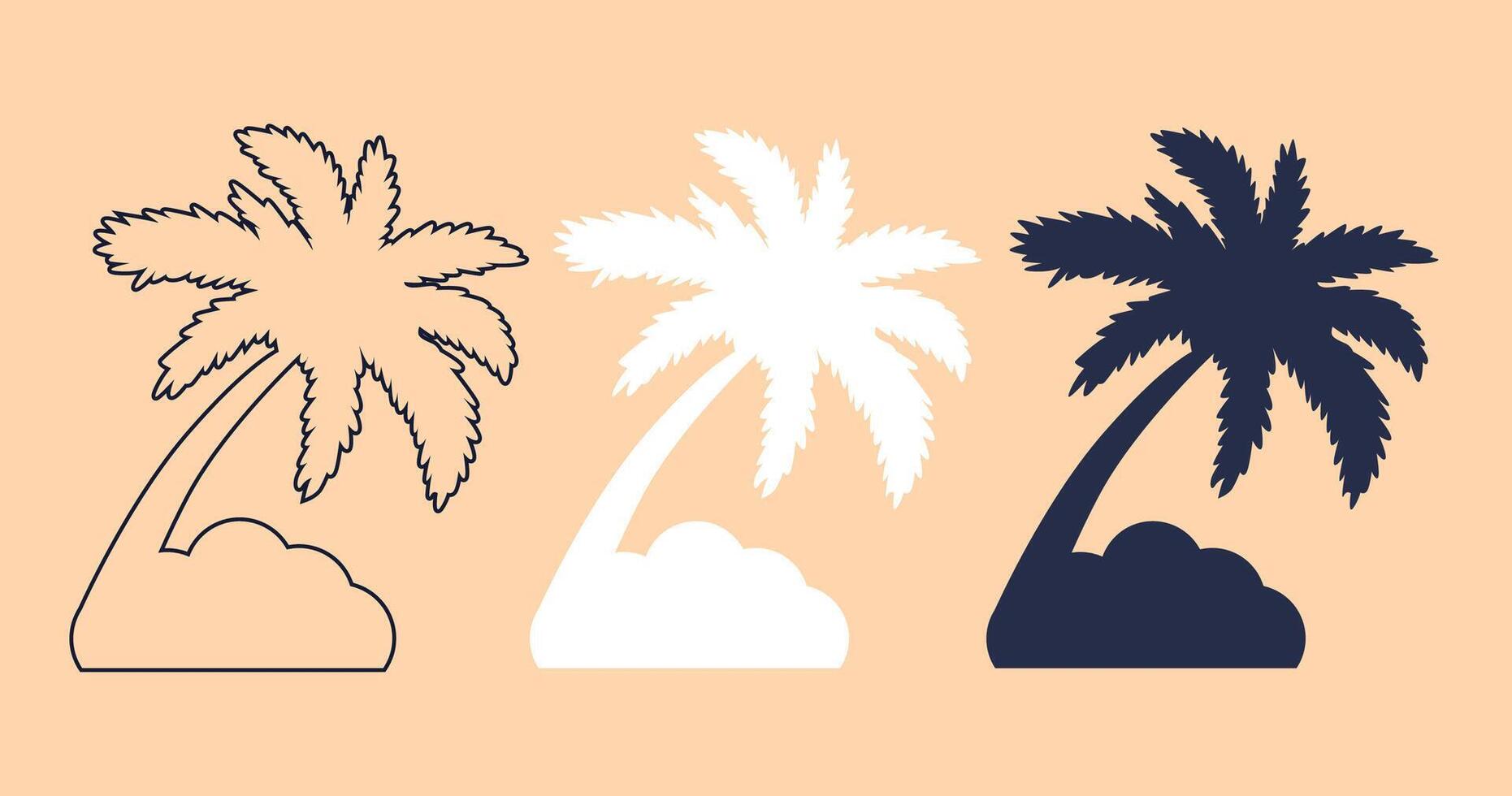 Tropical leaves silhouettes set. illustration in flat style vector