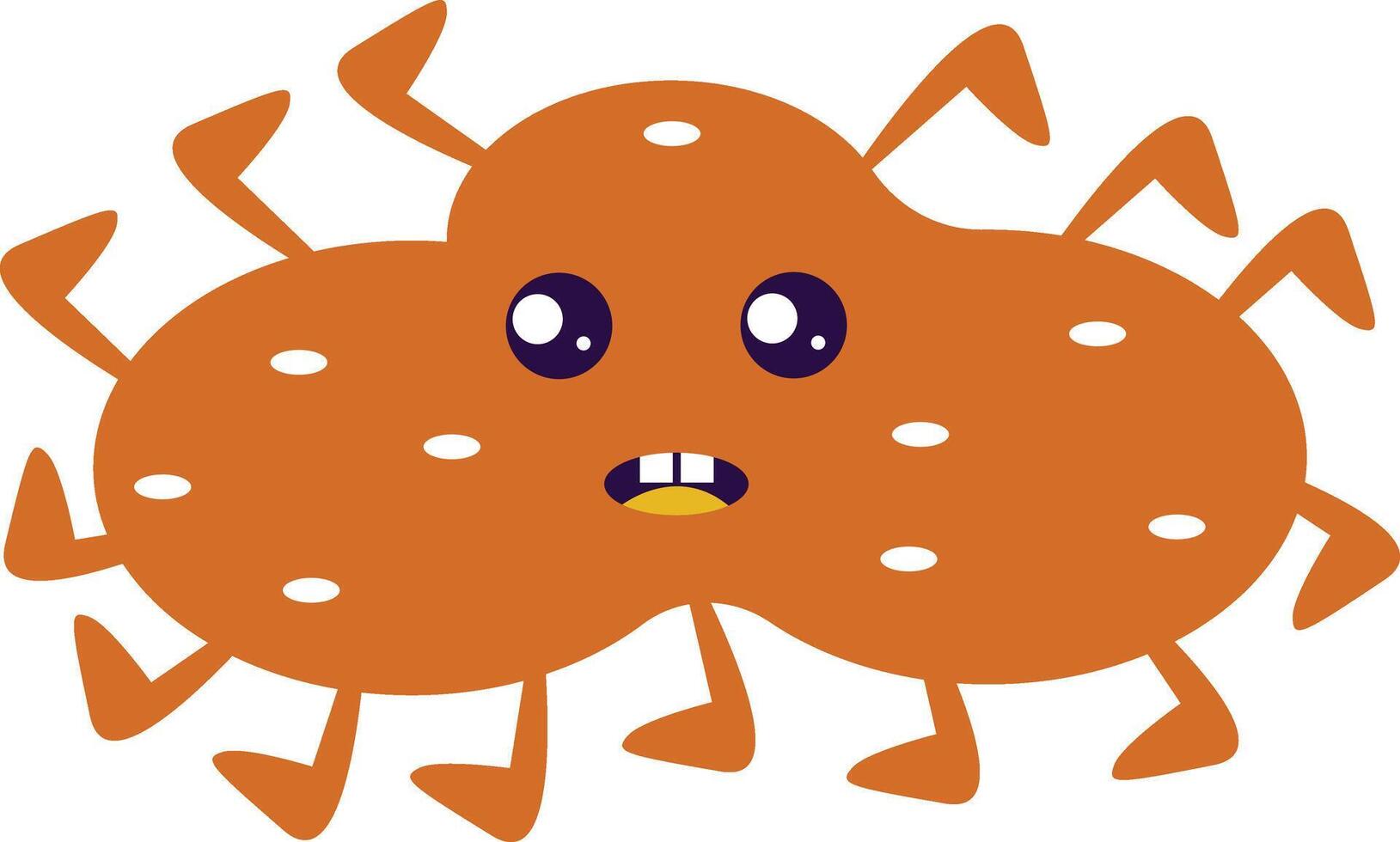 Illustration of Flat Cartoon Bacteria and Virus. Isolated on White Background. vector