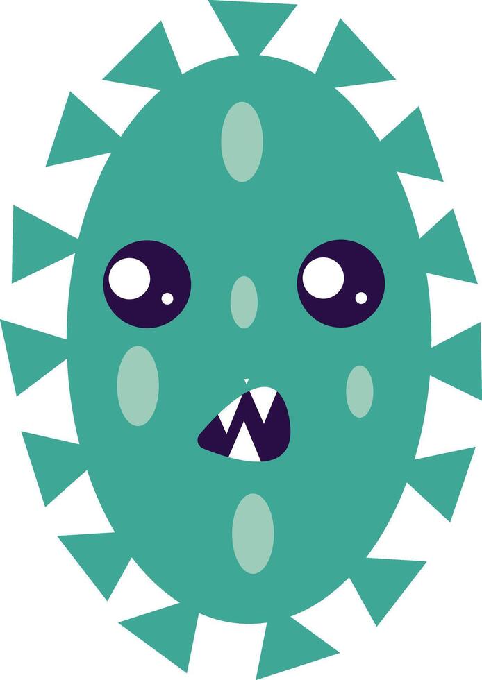 Illustration of Flat Cartoon Bacteria and Virus. Isolated on White Background. vector